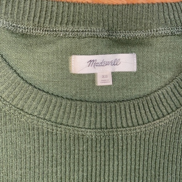 NWOT Madewell Knot Front Ribbed Long Sleeve Top in green - Picture 5 of 7